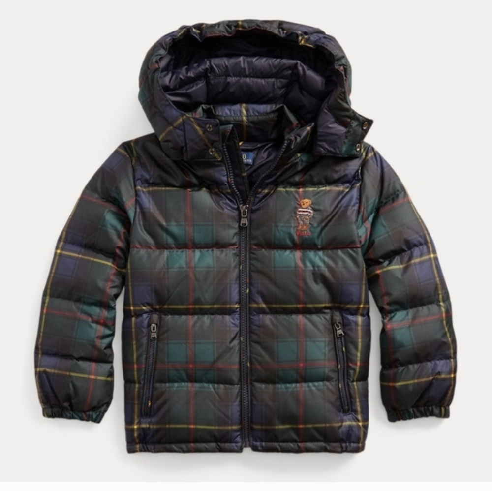 Polo Ralph Lauren Polo Bear Water-Repellent 650 Duck Down Tartan Puffer Jacket